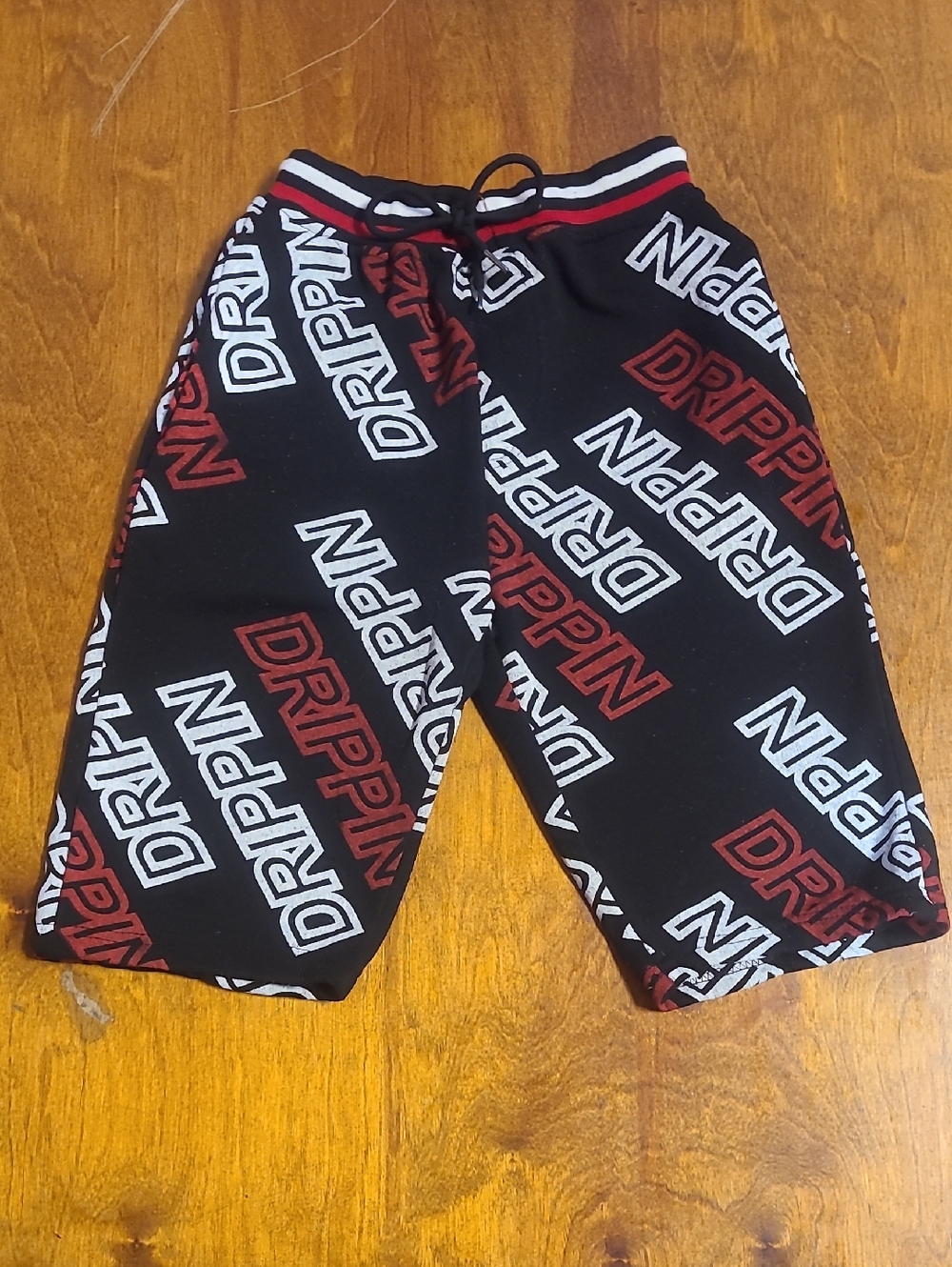 Boy's Black 'Drippin' Logo Lounge Shorts - Red & White Print